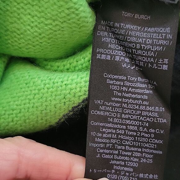 TORY BURCH Cashmere Spring Green and Navy Crewneck Sweater Size XXS NWT - Picture 10 of 11